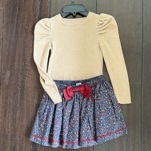 Floral Skirt with Gold Top for Kids 6X